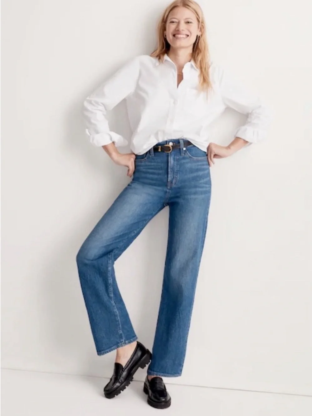 Madewell Perfect Vintage Wide Leg Jeans Size 26P Medium Wash High Rise Denim - Picture 14 of 14